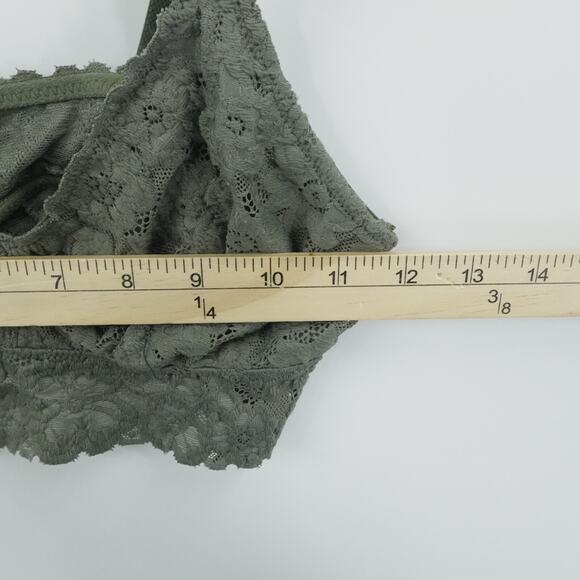 Aerie Bralette Womens M Green Lace Stretch Adjustable Straps‎ Cottagecore Boho - Picture 7 of 9
